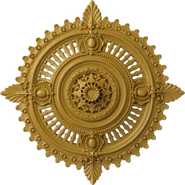 Ekena Millwork Haylynn Ceiling Medallion (Fits Canopies up to 1 1/4"), 29 1/8"OD x 1 1/4"ID x 4"P, Iridescent Gold CM29HYIGS - main